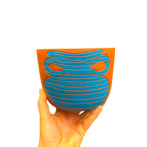 Vase Blue Terra Cotta Pot 6"