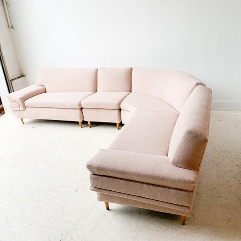 Mid Century 4 Part Sectional w/ New Blush Upholstery