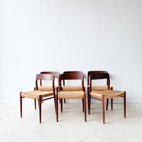 Set of 6 Mid Century Niels Moller Dining Chairs Model #75