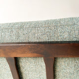 Mid Century Sofa with New Green Tweed Upholstery