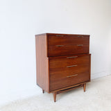 Mid Century Walnut Highboy Dresser by Kent Coffey