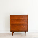 Mid Century Walnut Highboy on Tapered Legs