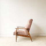 Mid Century High Back Lounge Chair w/ New Blush Upholstery