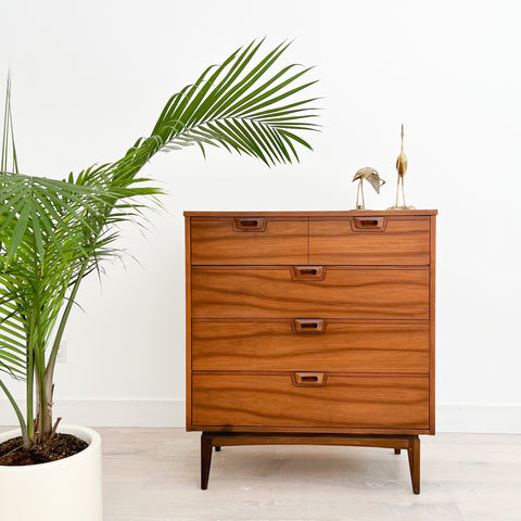 Mid Century Walnut Highboy Dresser