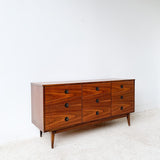 Mid Century Walnut 9 Drawer Dresser