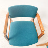 Pair of United Chair Co Chairs with New Teal Upholstery