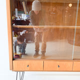 Mid Century Curio Cabinet with Sliding Glass Doors