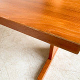 Danish Teak Tile Top Dining Table w/ Drop Down Removable Leaves