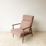Mid Century High Back Lounge Chair w/ New Blush Upholstery