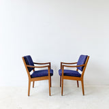 Pair of Mid Century Gunlocke Chairs w/ New Purple Tweed Upholstery