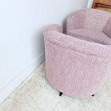 Pair of Vintage Swivel Lounge Chairs with New Pink Upholstery