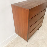 Mid Century Modern Walnut Highboy Dresser on Tapered Legs