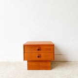 Vintage Teak Nightstand on Plinth Base