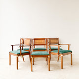Mid Century Asian Style Dining Set with 6 Chairs and 1 Leaf