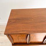 Walnut Highboy Dresser w/ Sculpted Drawer Pulls