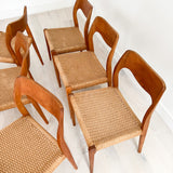 Set of 6 Danish Oak Moller Dining Chairs - Model #71