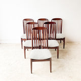 Set of 6 Sculpted Rosewood Dining Chairs w/ New Upholstery