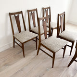 Set of 6 Mid Century Dining Chairs w/ New Grey Upholstery