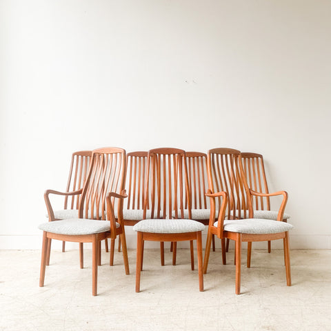 Set of 7 Danish Teak Preben Schou Dining Chairs w/ New Upholstery