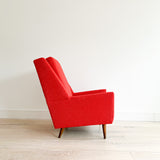 High Back Lounge Chair w/ New Red Upholstery