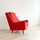 High Back Lounge Chair w/ New Red Upholstery