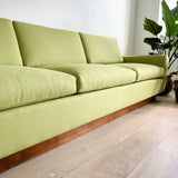 Mid Century Sofa on Plinth Base - New Light Green Upholstery