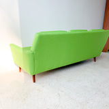 Mid Century Dux Sofa with New Day Glow Green Upholstery