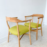 Pair of Sculpted Modern Occasional Chairs w/ New Chartreuse Upholstery