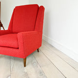 High Back Lounge Chair w/ New Red Upholstery