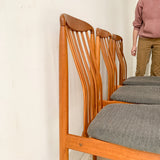 Set of 6 Vintage Teak Dining Chairs w/ New Upholstery