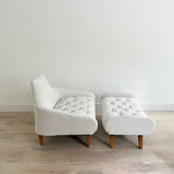 Mid Century Tufted Lounge Chair and Ottoman