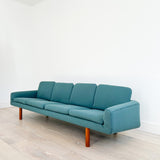 Danish Sofa on Teak Legs w/ New Teal Upholstery