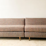 Mid Century 2 Part Sofa w/ New Rainbow Tweed Upholstery