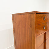 Walnut Highboy Dresser w/ Sculpted Drawer Pulls