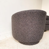 Pair of Vintage Swivel Rockers with New Charcoal Grey Tweed Upholstery