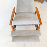 Milo Baughman Recliner with New Grey Chenille Upholstery