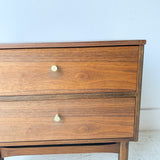 Mid Century Nightstand with Brass Drawer Pulls