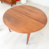 Danish Teak Round Dining Table w/ 3 Leaves