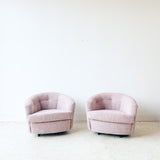 Pair of Vintage Swivel Lounge Chairs with New Pink Upholstery