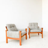 Pair of Danish Teak Cado Lounge Chairs with New Upholstery