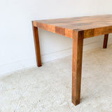 Mid Century Burlwood Parsons Style Dining Table w/ 2 Leaves