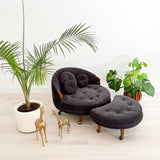 Adrian Pearsall Havana Chair and Ottoman w/ New Black Upholstery