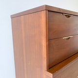 Mid Century Walnut Highboy Dresser by Kent Coffey