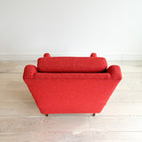 High Back Lounge Chair w/ New Red Upholstery