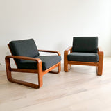 Pair of Vintage Solid Teak Lounge Chairs