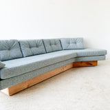 Mid Century Pearsall Style Long Gondola Sofa with Solid Maple Base