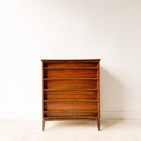 Mid Century Walnut Highboy with Bow Front