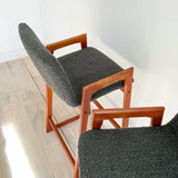 Pair of Danish Teak Barstools w/ New Upholstery