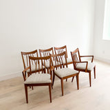 Set of 6 Sculpted Walnut Dining Chairs