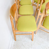 Set of 6 Dining Chairs with New Chartreuse Upholstery